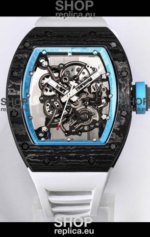 Richard Mille RM055 Black Carbon Casing 1:1 Mirror Replica Watch in White Strap