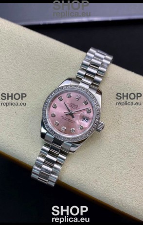 Rolex Datejust 279139 28MM Swiss Replica in 904L Steel in Pink Dial - 1:1 Mirror Replica