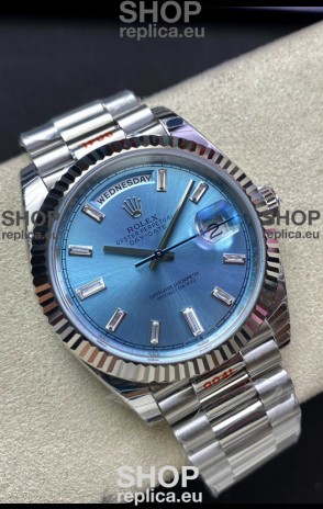 Rolex Day Date M228236-0006 904L Steel 40MM - Ice Blue Dial 1:1 Mirror Replica