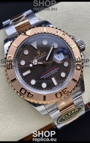 Rolex Yachtmaster 40 Everose Gold - Oyster Steel Brown Dial 1:1 Swiss Replica Watch 40MM in 904L Steel Casing