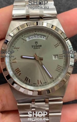 Tudor Royal Edition Watch - 1:1 Mirror Replica in Steel Casing - Grey Roman Dial