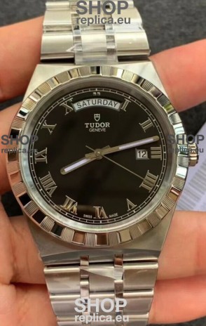 Tudor Royal Edition Watch - 1:1 Mirror Replica in Steel Casing - Black Roman Dial 