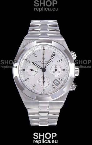 Vacheron Constantin Overseas Chronograph White Dial Swiss Replica Watch - Stainless Steel Strap