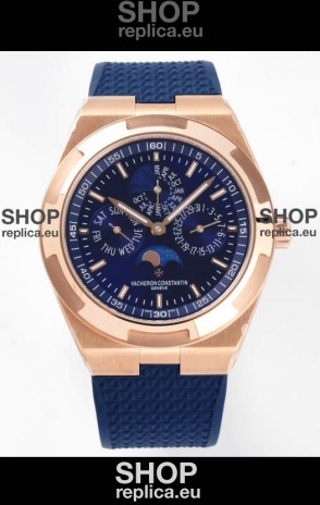 Vacheron Constantin Overseas Perpetual Calendar Ultra-Thin Blue Dial Rose Gold Casing Replica