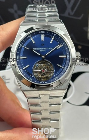 Vacheron Constantin Overseas Tourbillon Stainless Steel in Blue Dial Gold Strap 1:1 Mirror Replica