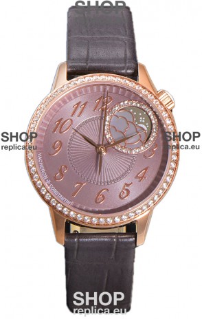 Vacheron Constantin Egerie Muse Moonphase Rose Gold Casing in Brown Dial Swiss Replica