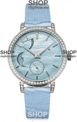 Vacheron Constantin Traditionelle Moon Phase Blue Mother of Pearl Dial in Steel Case Swiss Replica