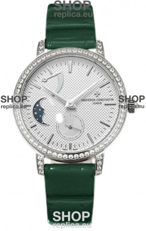 Vacheron Constantin Traditionelle Moon Phase White Dial in Steel Case Swiss Replica