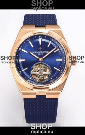 Vacheron Constantin Overseas Tourbillon Rose Gold in Blue Dial Rubber Strap 1:1 Mirror Replica