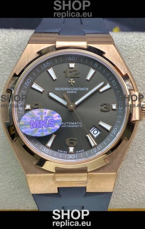 Vacheron Constantin Overseas 1:1 Mirror Replica 904L Rose Gold Steel Watch in Grey Dial - Rubber Strap