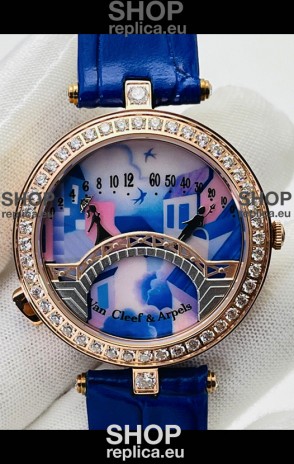 Van Cleef & Arpels Lady Arpels Pont des Amoureux in Rose Gold Blue Strap