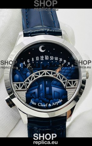 Van Cleef & Arpels Lady Arpels Pont des Amoureux in Stainless Steel Navy Blue Strap