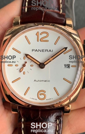 Panerai Luminor DUE PAM1042 Edition 1:1 Mirror Swiss Replica Watch in Rose Gold Casing 42MM