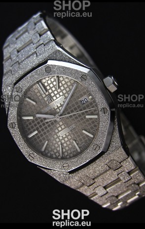 Audemars Piguet Royal Oak Frosted Self-Winding White Gold Grey Dial 1:1 Mirror Replica Watch 
