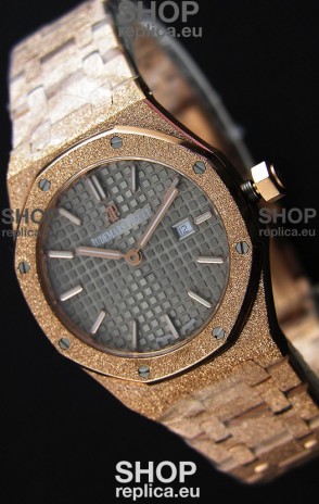 Audemars Piguet Royal Oak Frosted Rose Gold QUARTZ Watch Grey Dial 33MM - 1:1 Mirror Replica 