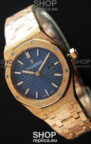 Audemars Piguet Royal Oak Frosted Rose Gold QUARTZ Watch Navy Blue 33MM - 1:1 Mirror Replica 