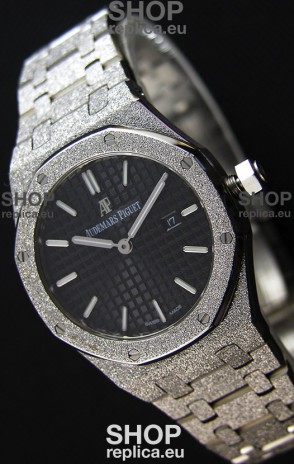 Audemars Piguet Royal Oak Frosted White Gold QUARTZ Watch Black Dial 33MM - 1:1 Mirror Replica 
