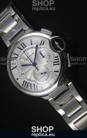 Ballon De Cartier Chronograph in Stainless Steel Case White Dial - 1:1 Mirror Replica