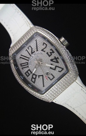 Franck Muller Vanguard Swiss Replica Watch in Diamonds Encrusted Dial
