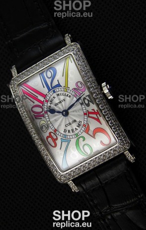 Franck Muller Long Island Color Dreams Ladies Swiss Replica Watch - Black Strap