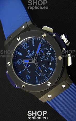 Hublot Big Bang All Black PVD Blue Swiss Replica Watch 1:1 Mirror Replica 