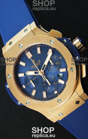 Hublot Big Bang Pink Gold Blue Swiss Replica Watch 1:1 Mirror Replica 
