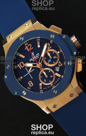 Hublot Big Bang Blue Pink Gold Case Swiss Replica Watch 1:1 Mirror Replica
