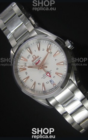 Omega Seamaster COAX GMT Stainless Steel Swiss Watch in White Dial