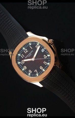 Patek Philippe Aquanaut Jumbo Rose Gold 1:1 Mirror Replica Watch - Wine Colored Dial