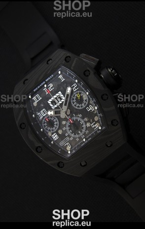 Richard Mille RM011-FM Felipe Massa One Piece Black Forged Carbon Case Watch in Black Strap