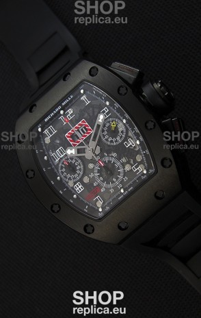 Richard Mille RM011-FM Felipe Massa Black Ceramic Case Watch in Black Strap