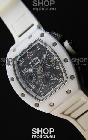 Richard Mille RM011-FM Felipe Massa White Ceramic Case Watch in White Strap