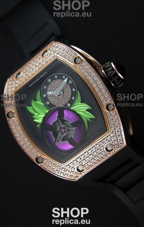 Richard Mille 19-02 Tourbillon Fleur Swiss Replica Watch in Pink Gold 