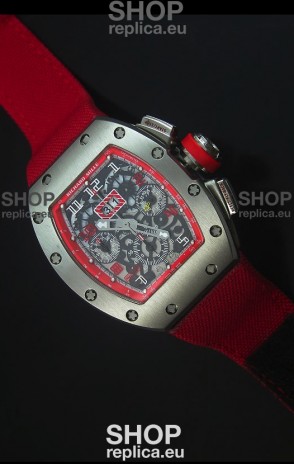 Richard Mille RM011 Filipe Massa Titanium Case Swiss Replica Watch in Red Nylon Strap