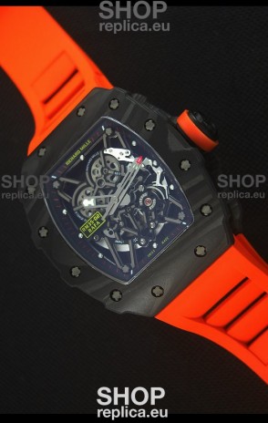 Richard Mille RM035-2 Rafael Nadal Forged Carbon Case with Red Rubber Strap