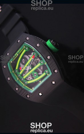 Richard Mille RM059 Yohan Blake Forged Carbon Case Swiss Replica Watch in Green Bezel