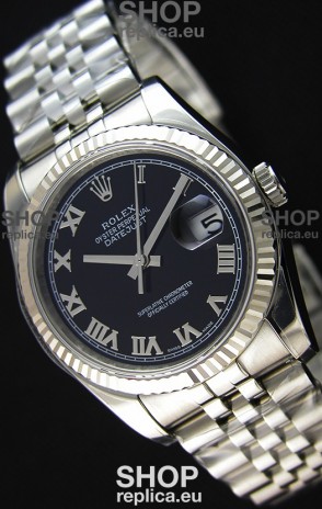 Rolex Datejust 36MM Cal.3135 Movement Swiss Replica Black Dial Jubilee Strap - Ultimate 904L Steel Watch 