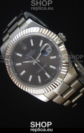 Rolex Datejust II 41MM with Cal.3136 Movement Swiss Replica Watch in Grey Dial Stick Markers 