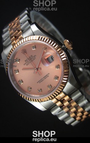 Rolex Datejust Replica Watch Rose Gold with Diamonds Dial in 36MM with 3135 Swiss Movement 