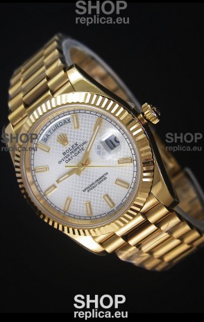 Rolex Day-Date 40MM Replica Watch in Silver dial with Roman Hour Numerals Cal.3255 Swiss Movement
