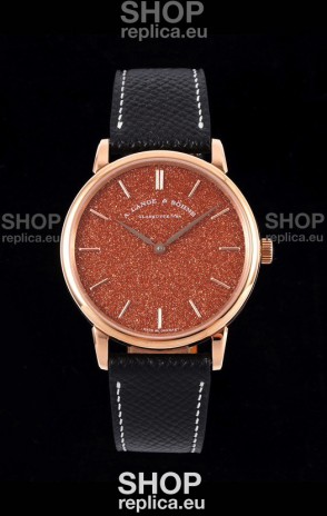 A.Lange & Sohne Saxonia Thin Swiss Replica Watch Rose Gold Case Starry Dial