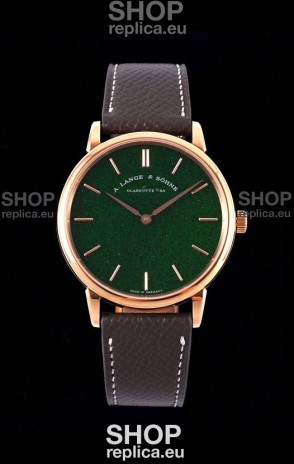 A.Lange & Sohne Saxonia Thin Swiss Replica Watch Rose Gold Case Green Starry Dial