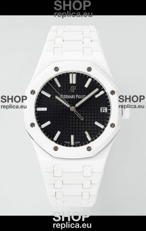 Audemars Piguet Royal Oak 15500 White Ceramic Super Clone Black Dial Watch 