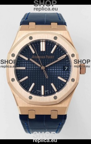 Audemars Piguet Royal Oak 15510OR 41MM Rose Gold Blue Dial Super Clone Replica Watch