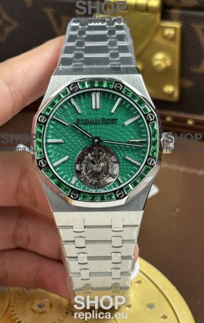 Audemars Piguet Super Clone Royal Oak Flying Tourbillon 41mm Green Dial Watch 