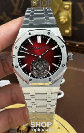 Audemars Piguet Super Clone Royal Oak Flying Tourbillon 41mm Burgundy Dial Watch 