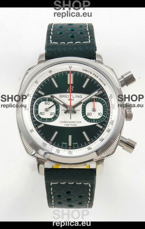 Breitling Top Time Super Clone Chronograph Black Leather Strap Watch 