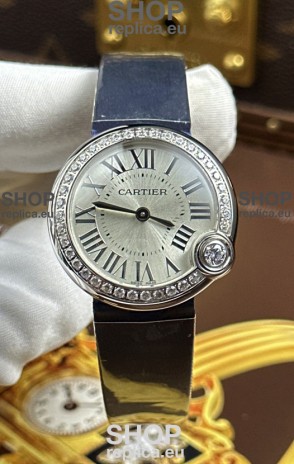 Ballon Blanc De Cartier Swiss Quartz Replica Watch in Steel Casing Fabric Strap