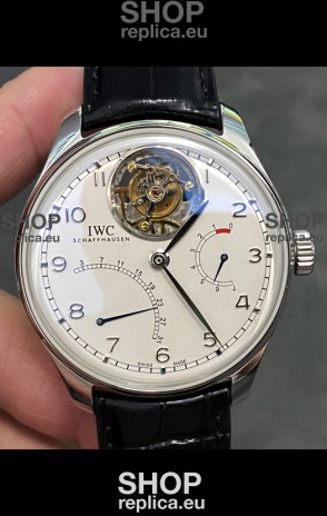 IWC Portuguese Genuine Swiss Tourbillon Movement Steel Watch in White Dial