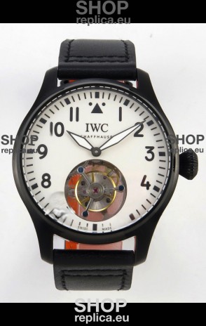 IWC Super Clone Portugese Hand-Wound Genuine Tourbillon White Dial PVD Casing Watch